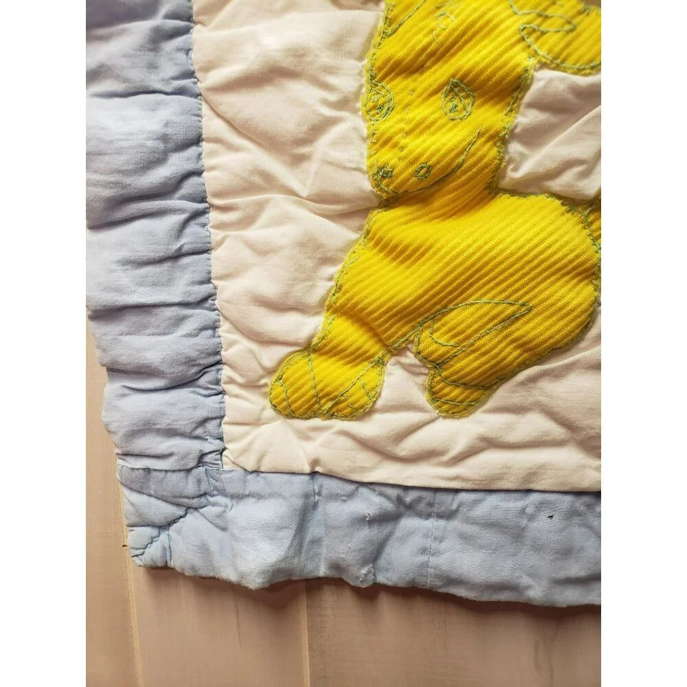 Handmade Baby Quilt, Animal Applique, Blue & White 33